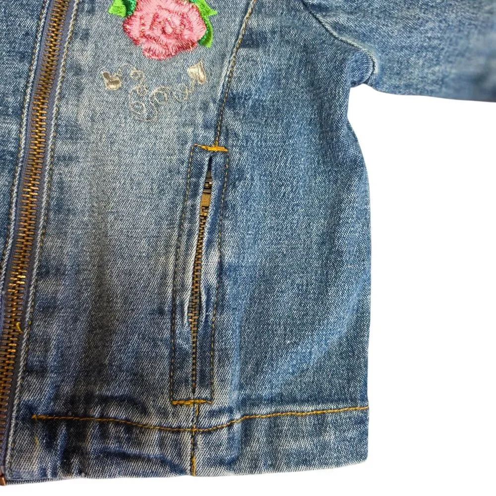 Lipstik Jeans & Denim Moto Jacket Set Size 5 Light Wash Floral Boutique Samples